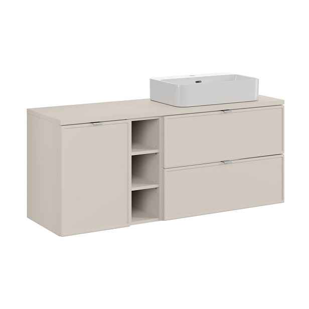 Comad Závěsná skříňka Bella Cashmere Trust s deskou a umyvadlem 140 cm kašmírová