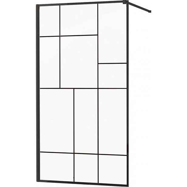 MEXEN - KIOTO Sprchová zástěna WALK-IN 110x200 cm 8 mm, černá, černý vzor 2 800-110-101-70-78