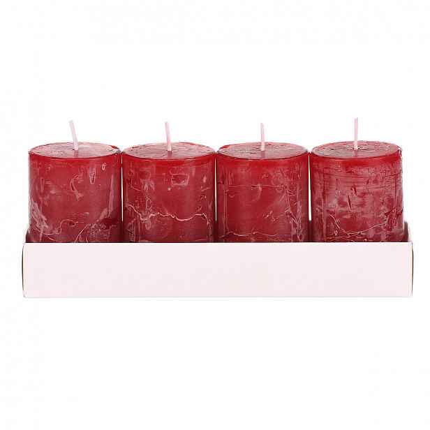 Sada svíček, červená, 4 ks, parafín