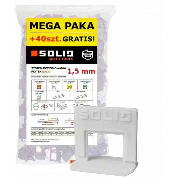 Systém Vyrovnávání Dlaždic Montážní Klipy Sáček Solid 6471 440ks 1.5 mm