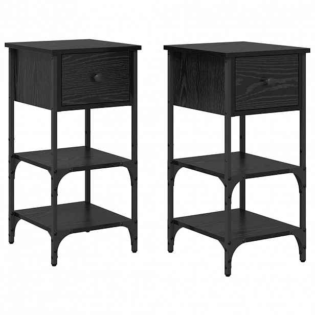 vidaXL Noční skříňka 2 ks Černý dub 33,5 x 36 x 70 cm Dřevěný materiál