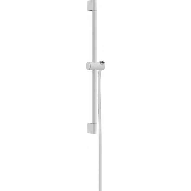 Sprchová tyč Hansgrohe Unica na stěnu s držákem sprchy a sprchovou hadicí matná bílá 24400700