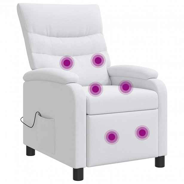 vidaXL Masážní polohovací křeslo Bílá Textil