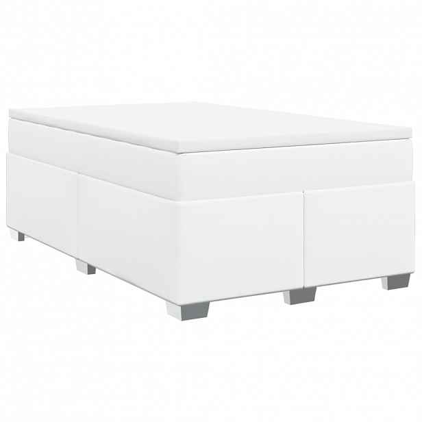 vidaXL Box spring postel s matrací bílá 120x200 cm umělá kůže