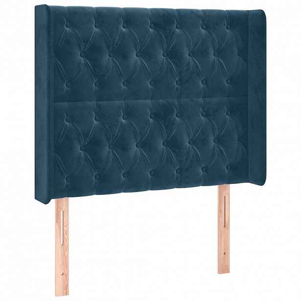 vidaXL Čelo postele typu ušák tmavě modrá 103x16x118/128 cm samet