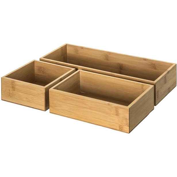 5Five® Bambusové organizéry, úložné boxy do šuplíku, sada 3ks - TSX3 38 x 31 x 7 cm