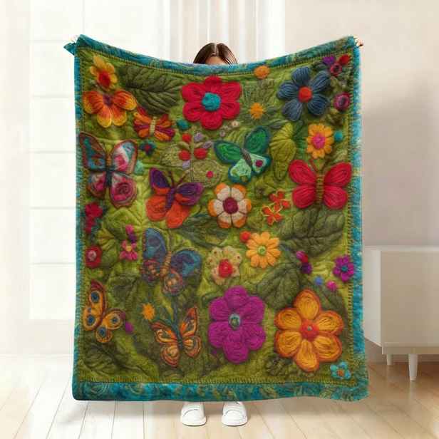 Deka přehoz Art Strom života květiny Floristka květiny jako patchwork 150x200