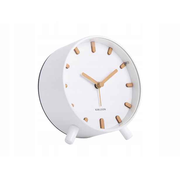 Kovový Budík Skandinávský Ø 11 CM Výška 11,6 CM Bílý