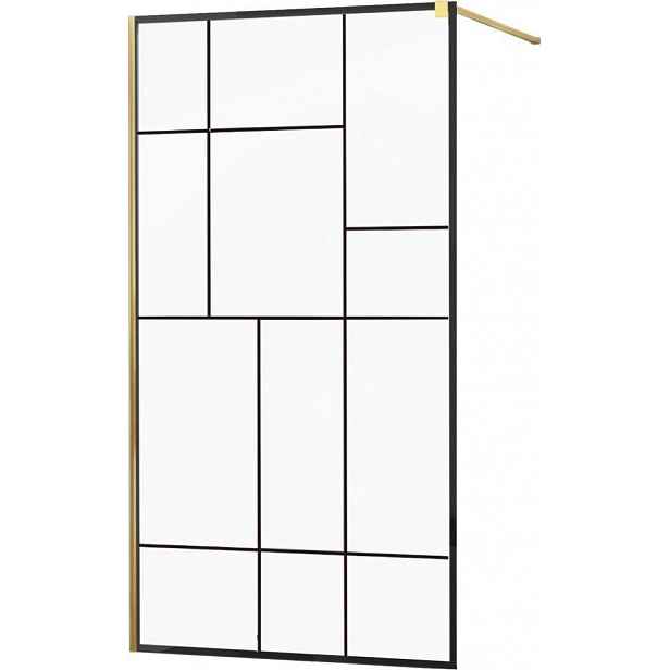 MEXEN - KIOTO Sprchová zástěna WALK-IN 110x200 cm 8 mm, zlatá, černý vzor 2 800-110-101-50-78