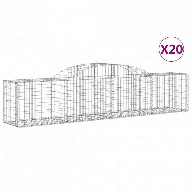 vidaXL Klenuté gabionové koše 20 ks 300x50x60/80 cm pozinkované železo