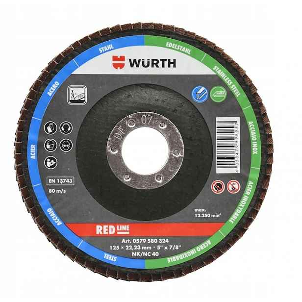 Wurth Lamelový brusný kotouč Lamelka P40 125 mm 22,2 Ocel 10 Ks