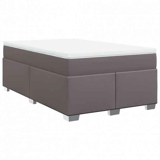 vidaXL Box spring postel s matrací šedá 120x200 cm umělá kůže