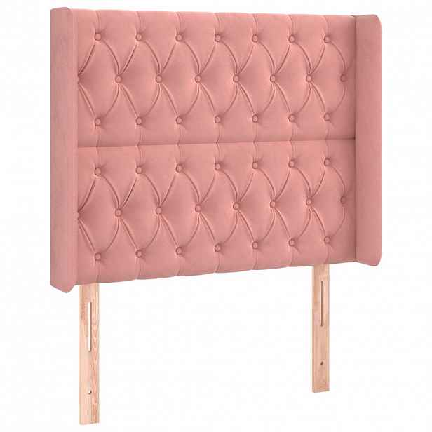 vidaXL Čelo postele typu ušák růžové 103x16x118/128 cm samet