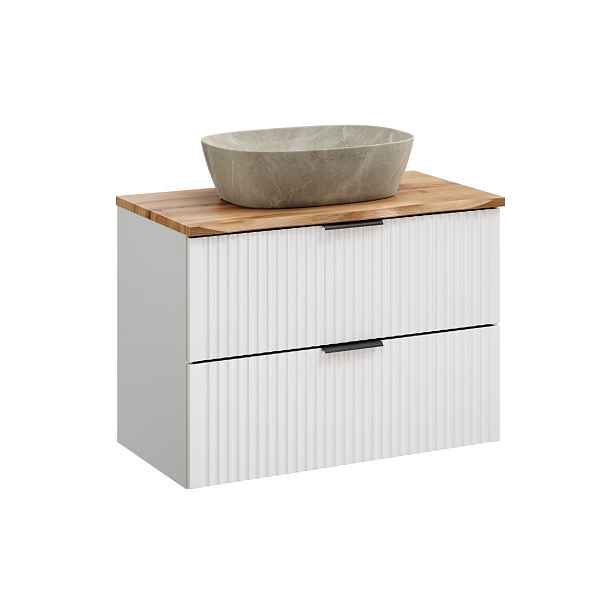 Comad Závěsná skříňka Casad Nature Anna s deskou a umyvadlem 80 cm bílá/dub wotan