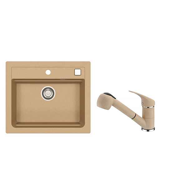 SET ALVEUS ATROX 30/55 + BATERIE AM 20/ 55 - obdélníkový granitový béžový dřez 590x500x200 mm v setu s baterií