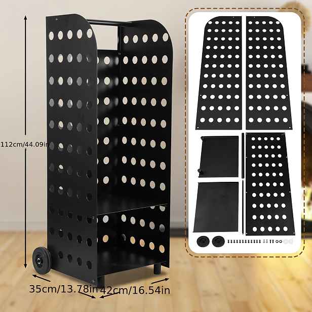 TEMU Vozík na dřevo 42 x 35 x 112 cm, vozík na dřevo s kolečky, s nosností až 60 kg dřeva, přenosná úložná jednotka na dřevo, vozík na dřevo pro