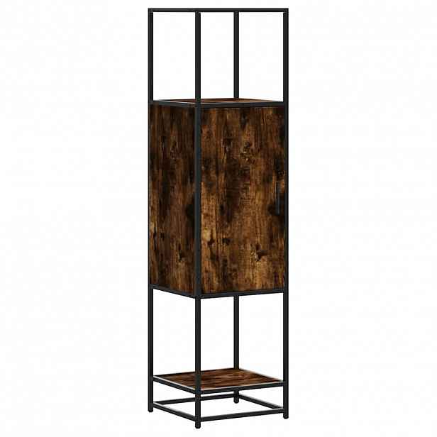 vidaXL Skříň highboard kouřový dub 35,5x35x139 cm kompozit a kov