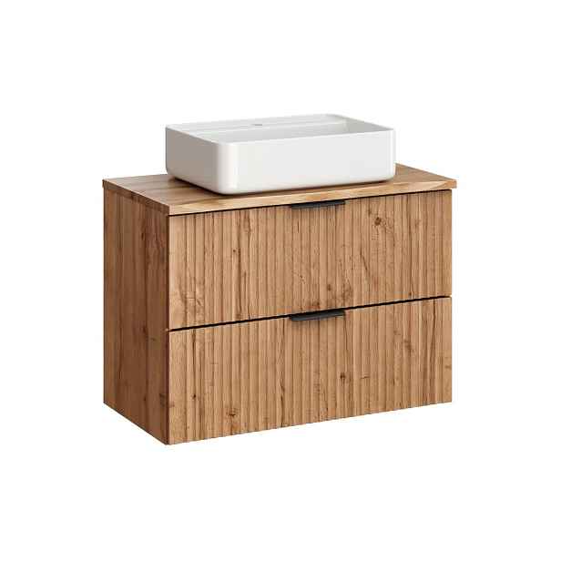 Comad Závěsná skříňka Casad Nature Magic s deskou a umyvadlem 80 cm dub wotan