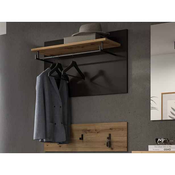 Dvoudílný šatní panel Cano, 80 cm, šedá/dub artisan