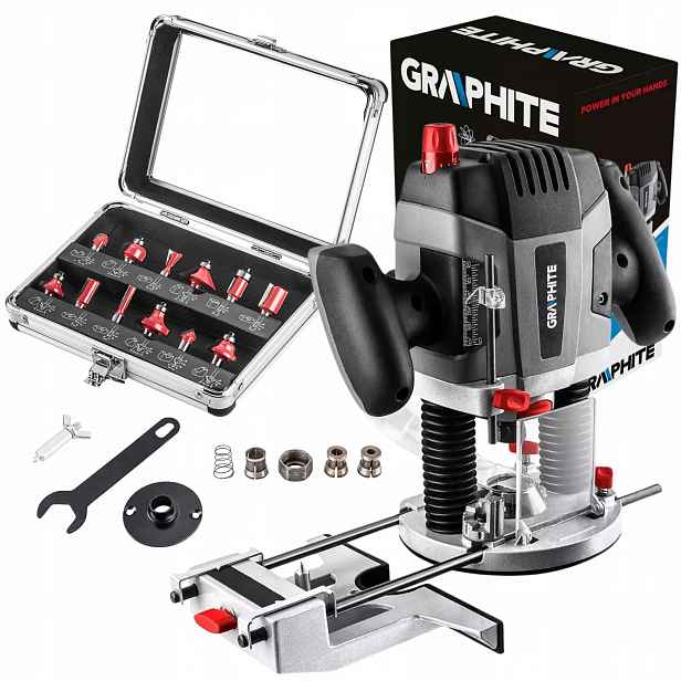 Graphite Horní frézka 1300W Frézy 12 kusů 59G717