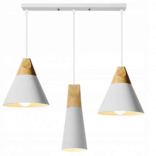 Lama Závěsná x3 Dřevo Loft Line Scandi Stropní Bílé do obývacího pokoje Toolight
