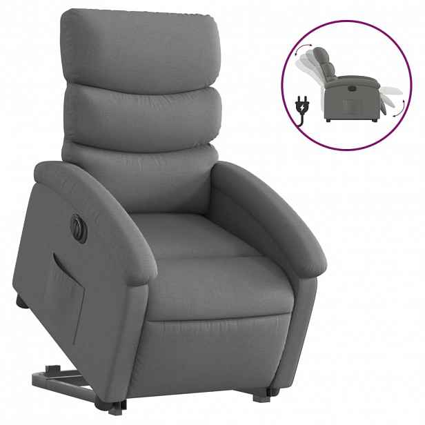 vidaXL Elektrické zvedací polohovací křeslo tmavě šedé textil