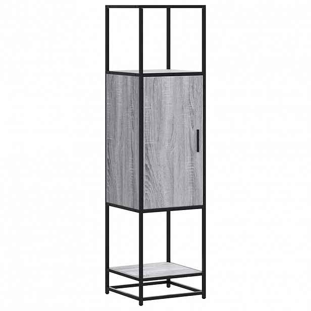 vidaXL Skříň highboard šedá sonoma 35,5x35x139 cm kompozit a kov