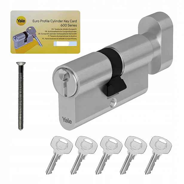 Vložka s knoflíkem Assa Abloy Yale Y600 80G/35 Atest nikl saténová kl6D 5kl
