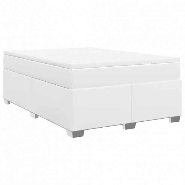 vidaXL Box spring postel s matrací bílá 140 x 190 cm umělá kůže