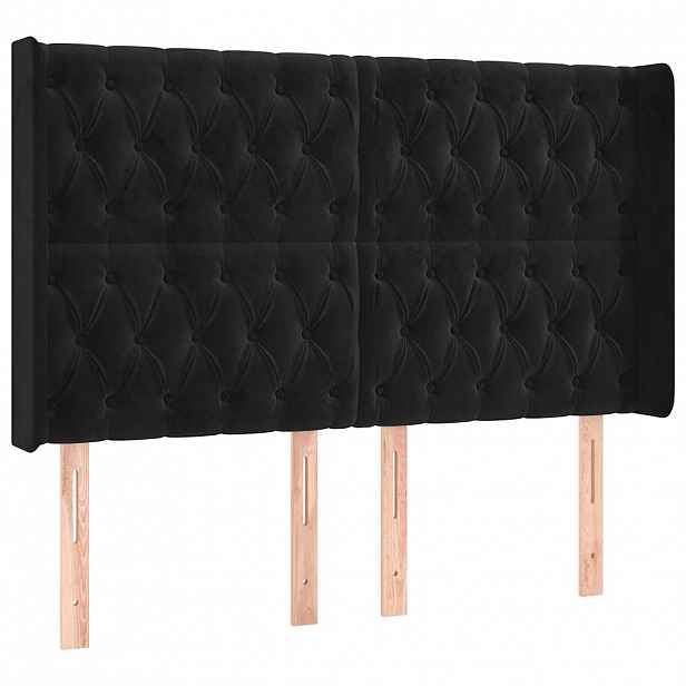 vidaXL Čelo postele typu ušák černé 147x16x118/128 cm samet
