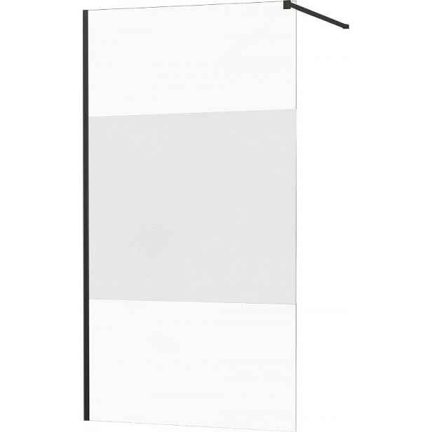 MEXEN - KIOTO Sprchová zástěna WALK-IN 120x200 cm 8 mm, černá, Transparent/matné sklo 800-120-101-70-35