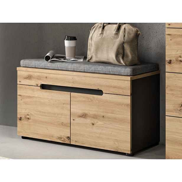 Předsíňová lavice Cano, 80 cm,  šedá/dub artisan