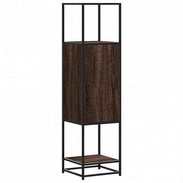vidaXL Skříň highboard hnědý dub 35,5x35x139 cm kompozit a kov