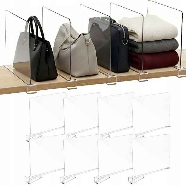 Přihrádka Do Skříně 8KS Akryl Separátor Průhledná Organizér 30x20cm