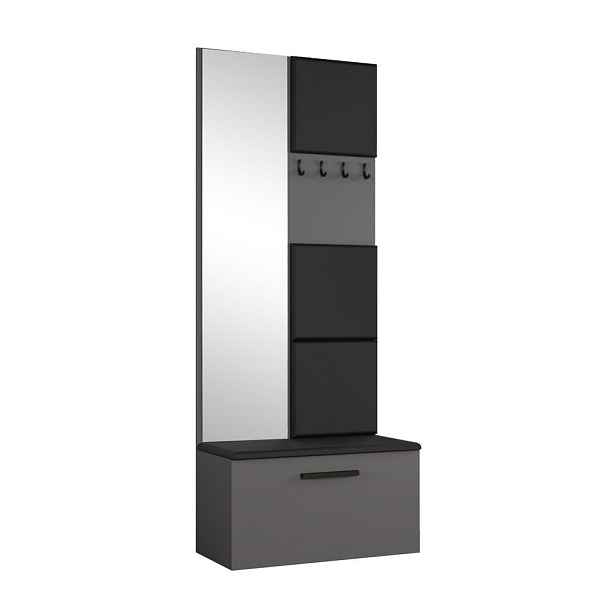 MASSENO MODERNÍ PŘEDSÍŇOVÁ SESTAVA MODULO, 80,6/204/40 cm, šedá