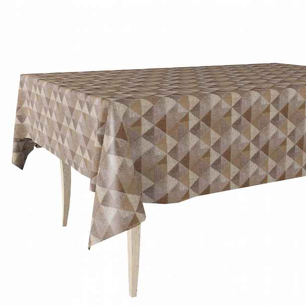Cerata Hrubý Ubrus Z Ceraty Hnědý Béžový Trojúhelníky Čtverce 140x450