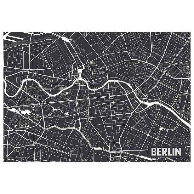 Fototapeta Berlín Mapa města Černá Minimalismus Geometrie 312x219 lepidlo