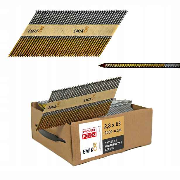 Hřebíky do hřebíkovačky spojované papírem 2,8x63mm 34° 2000ks Cp 9ks