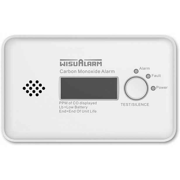 Smogový Senzor Alarm Kouře Oxidu Uhelnatého LCD displej Nástěnný Wisualarm Pro
