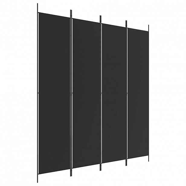 vidaXL 4dílný paraván černý 200x220 cm textil