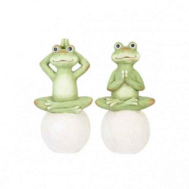 Žába sedící na kouli keramika mix zelená/bílá 47,5cm