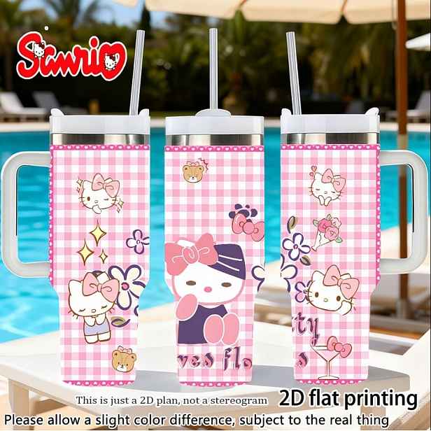 Termohrnek termoska velká lahev na pití Hello Kitty Růžová Kawaii Ytk 1200 ml