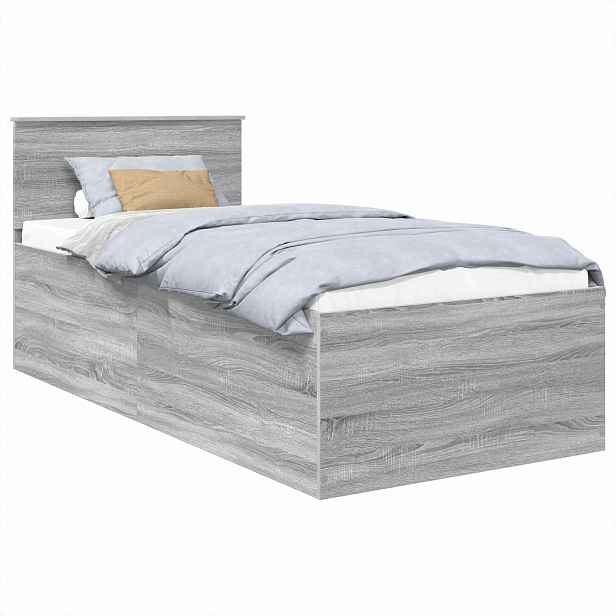 vidaXL Rám postele Šedý Sonoma 75 x 190 cm Kompozitní dřevo