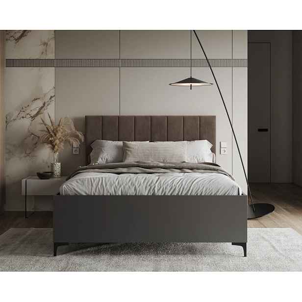 FDM Postel Sierra se zvedacím roštem Trinity hnědá/šedá, velikost 140x200