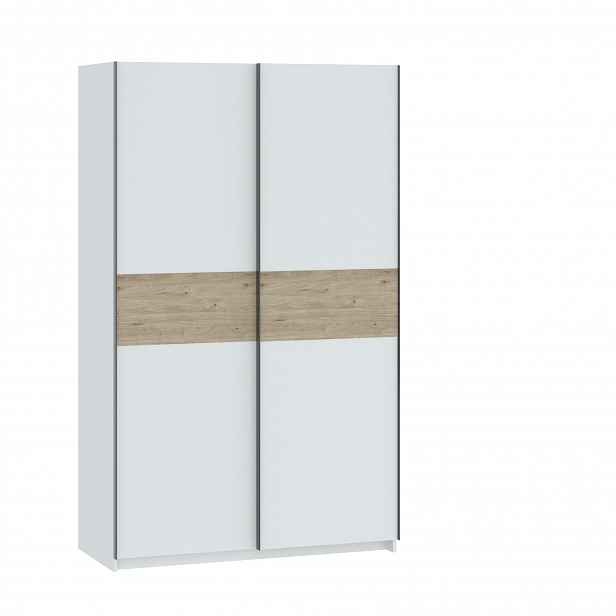 Šatní skříň do předsíně 122 cm RANDLER - bílá / ořech hickory