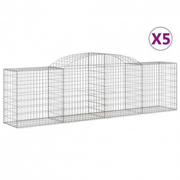 vidaXL Klenuté gabionové koše 5 ks 300x50x80/100 cm pozinkované železo