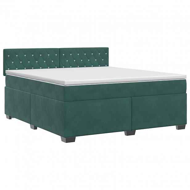 vidaXL Postel boxspring s matrací Tmavě zelená 140 x 200 cm Samet