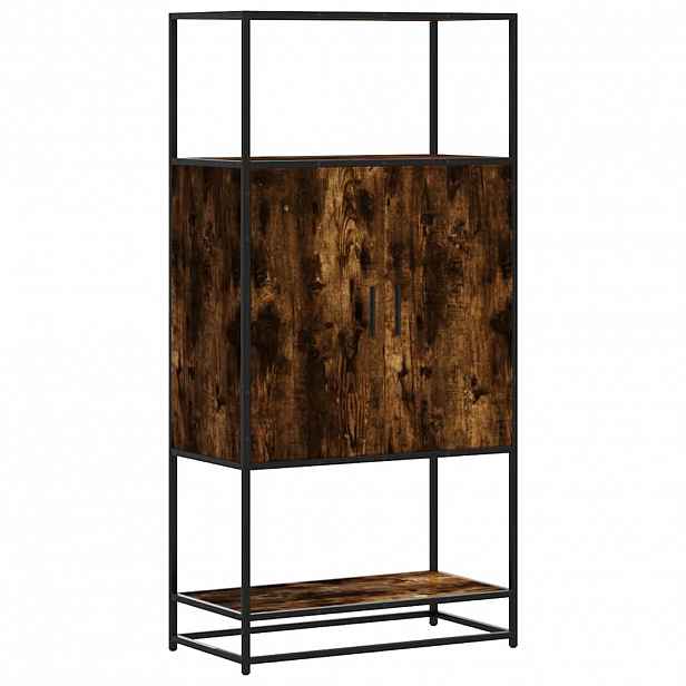 vidaXL Skříň highboard kouřový dub 68x35x139cm kompozitní dřevo a kov