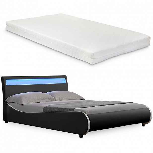 Corium ČALOUNĚNÁ POSTEL Valencia s matrací a LED osvětlením