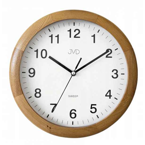 Hnědé Dřevěné Rádiově Ovládané Tiché Nástěnné Hodiny Jvd NS19020.1 27 cm